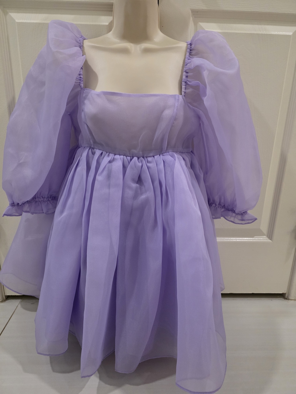 Selkie Lilac Puff Sleeve Mini Dress